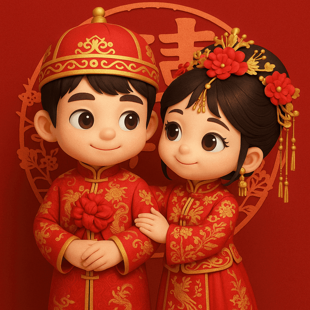 3D Chibi Chinese Wedding Scene